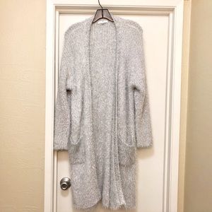 Winter Sparkle Long Loose Cardigan Silver